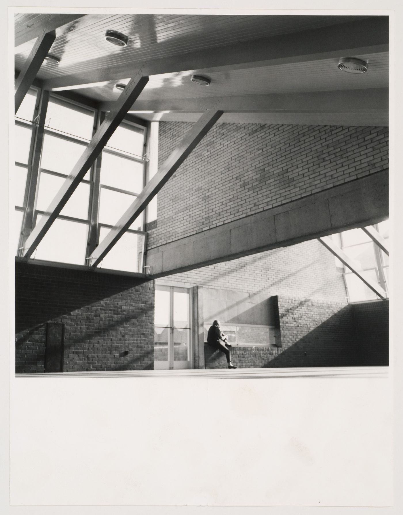 Interior view of the Assembly Hall, Brunswick Park Primary School, London, England