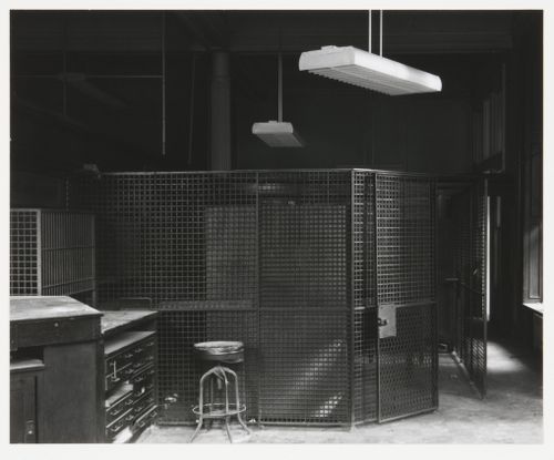 Interior view of cages, treasurer's office, first floor, Old City Hall, Boston, Massachusetts, United States