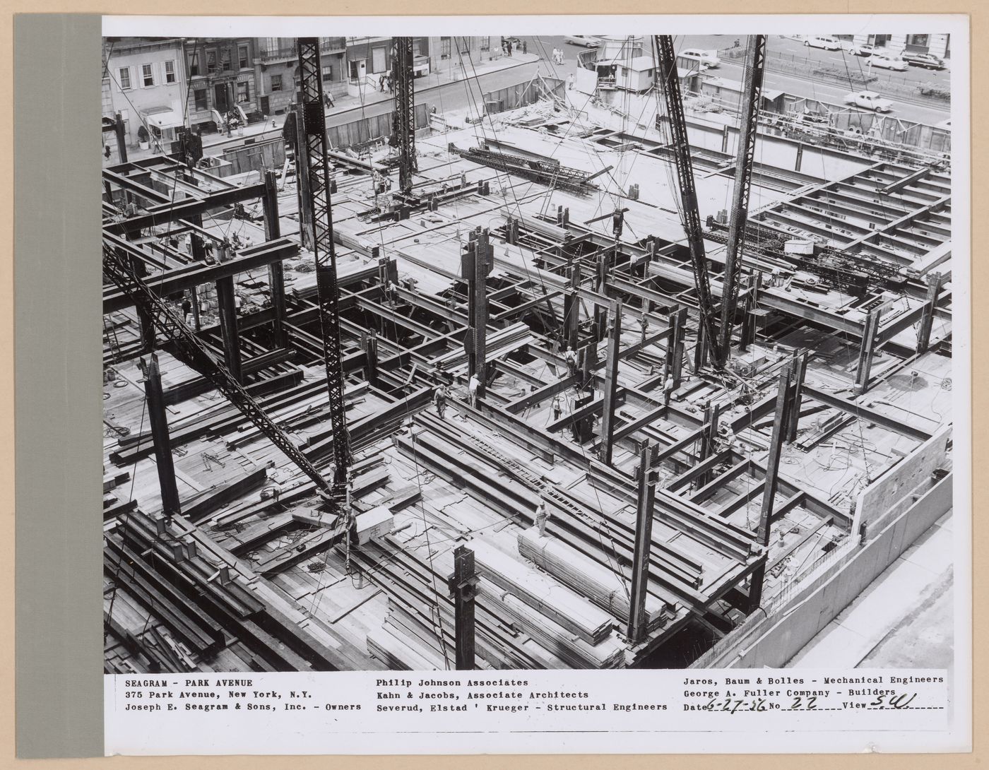 Seagram building under construction, 375 Park avenue, New York, N.Y., south-west view