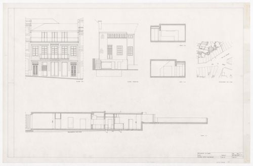 Elevations, floor plans, sections, and site plan for Recuperação do Restaurante Pai Ramiro, Porto, Portugal