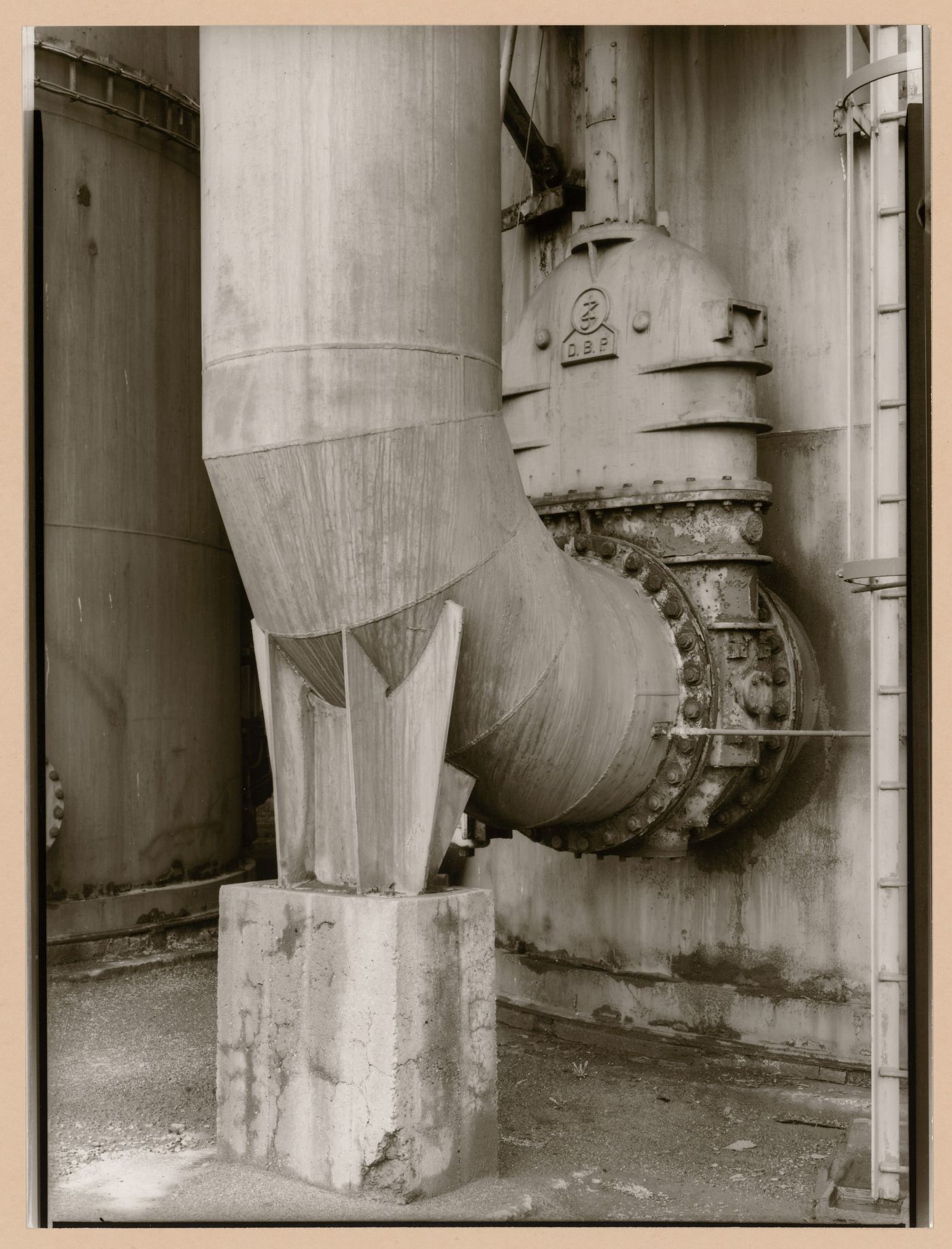 View of a cold air valve of a hot blast stove, Metallhüttenwerk industrial plant, Lübeck-Herrenwyk, Germany