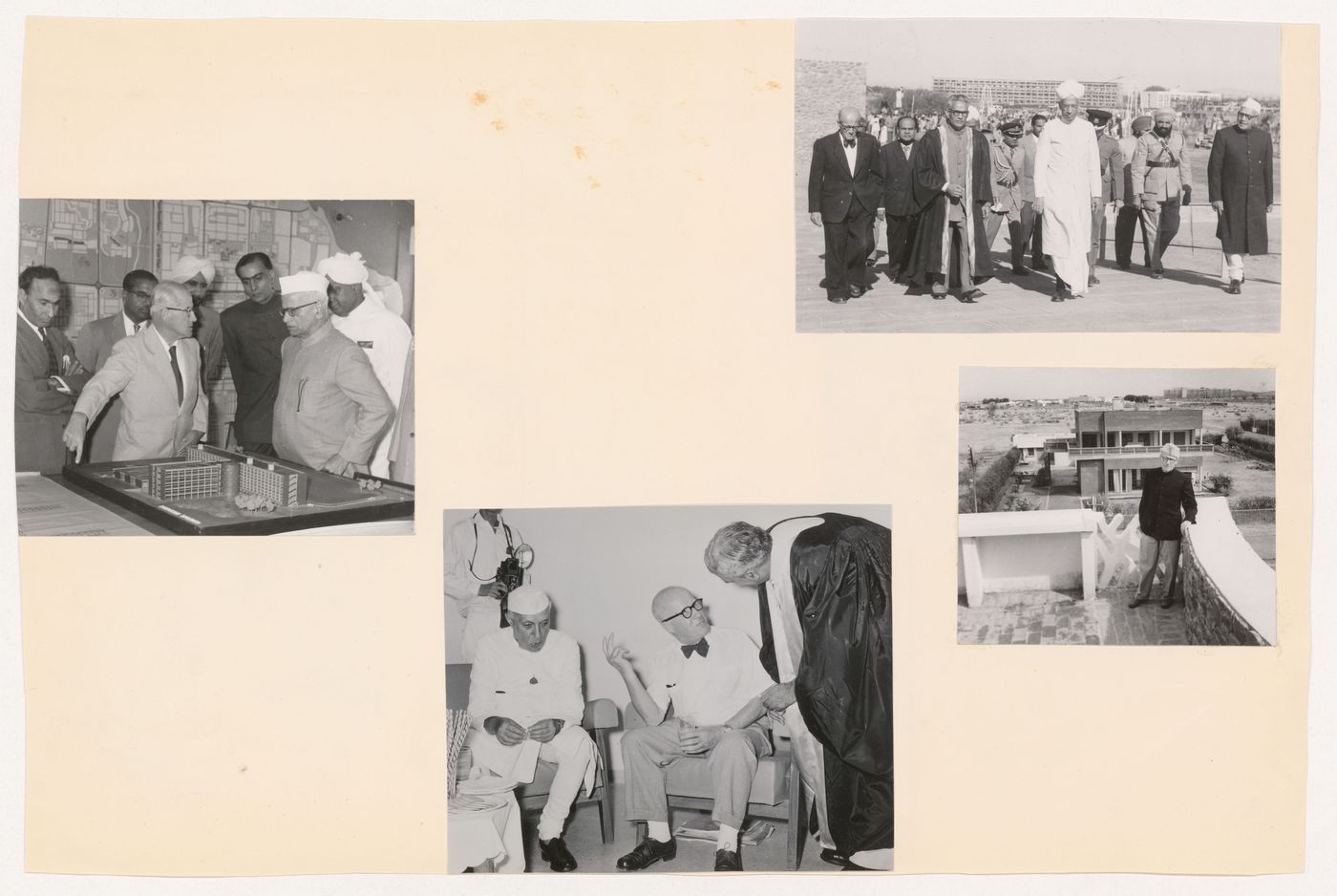 Portraits of Pierre Jeanneret and others at various events in Chandigarh, India