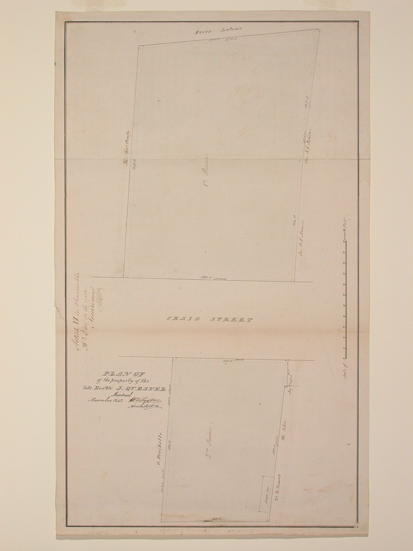 Property of J. Quesnel,Craig & Cote Sts. - plan