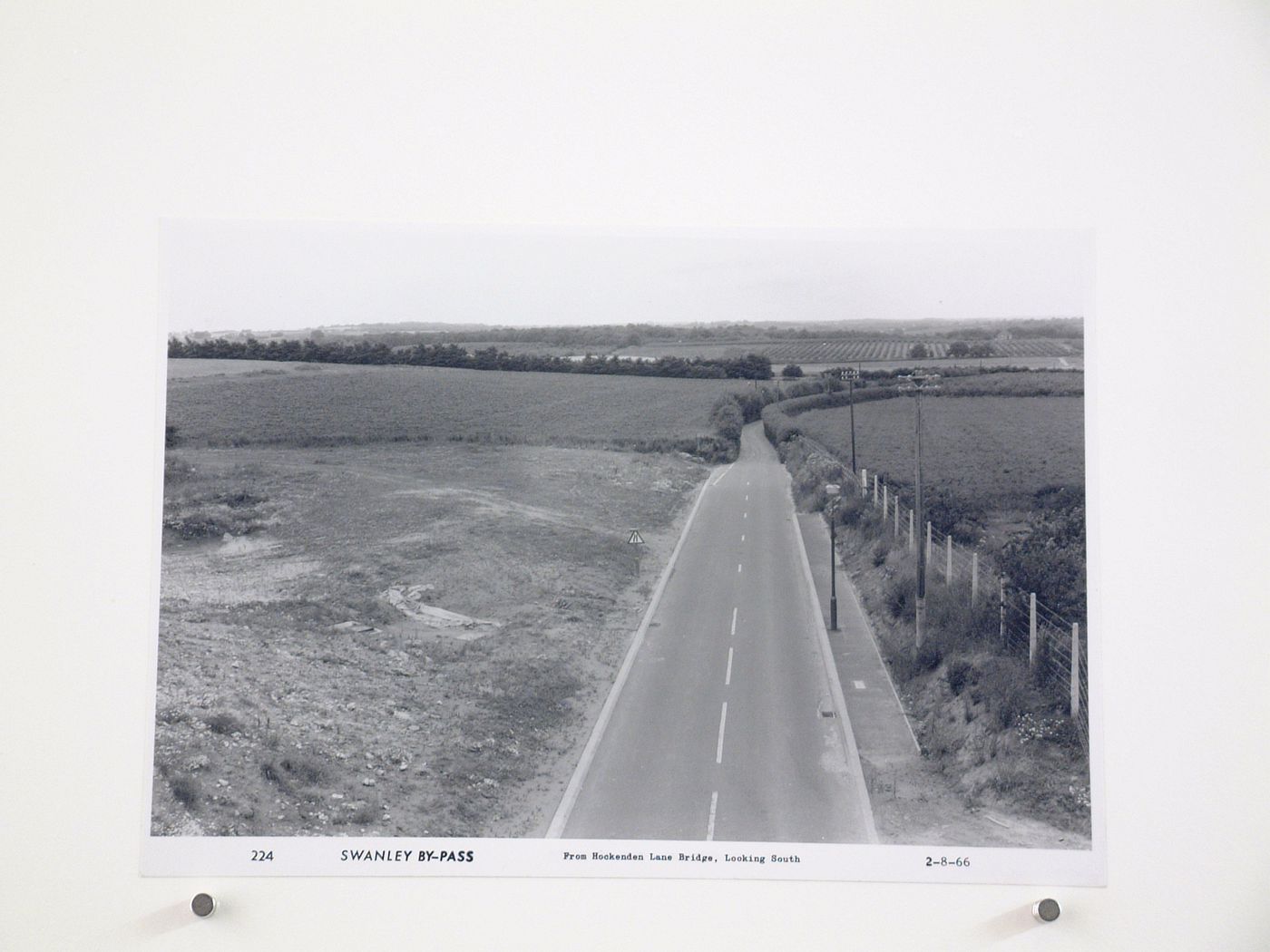 View from Hockenden Lane bridge, looking south, during construction of the Swanley Bypass, England