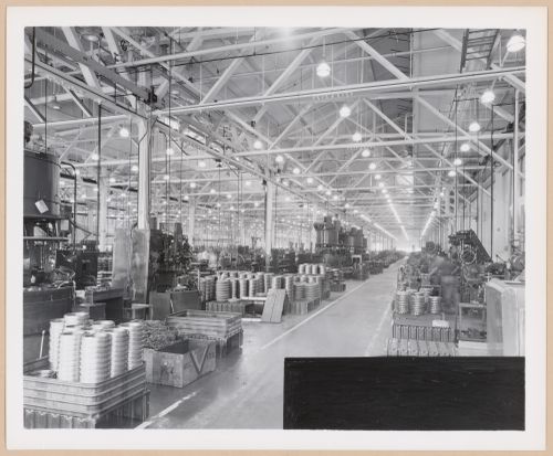 Interior view of the addition to the East Manufacturing Building, Wright Aeronautical Corporation Airplane Engine Plant, Paterson, New Jersey
