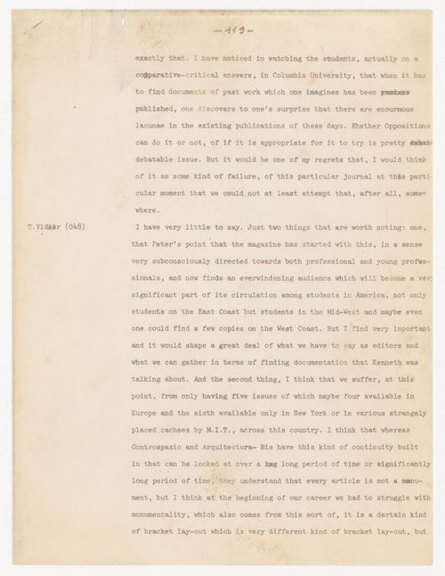 Partial transcript of Little Magazines Conference "After Modern Architecture" (from page 119 to page 150)