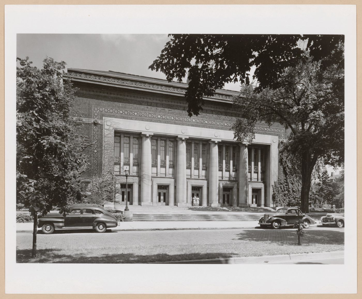 View of the principal façade of the Hill Auditorium, 825 North University Avenue, University of Michigan, Ann Arbor, Michigan