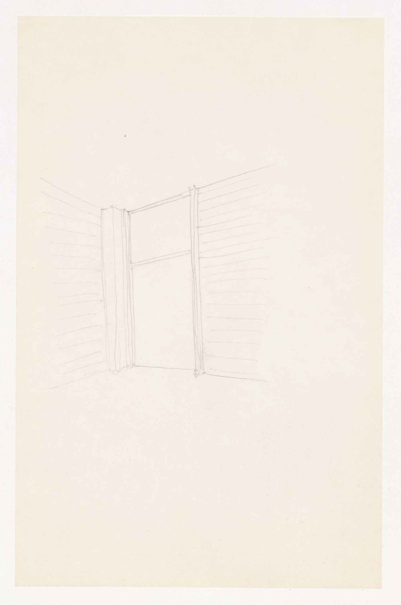 Interior perspective sketch showing column, window mullion and wall connection at corner for the Metallurgy Building, Illinois Institute of Technology, Chicago