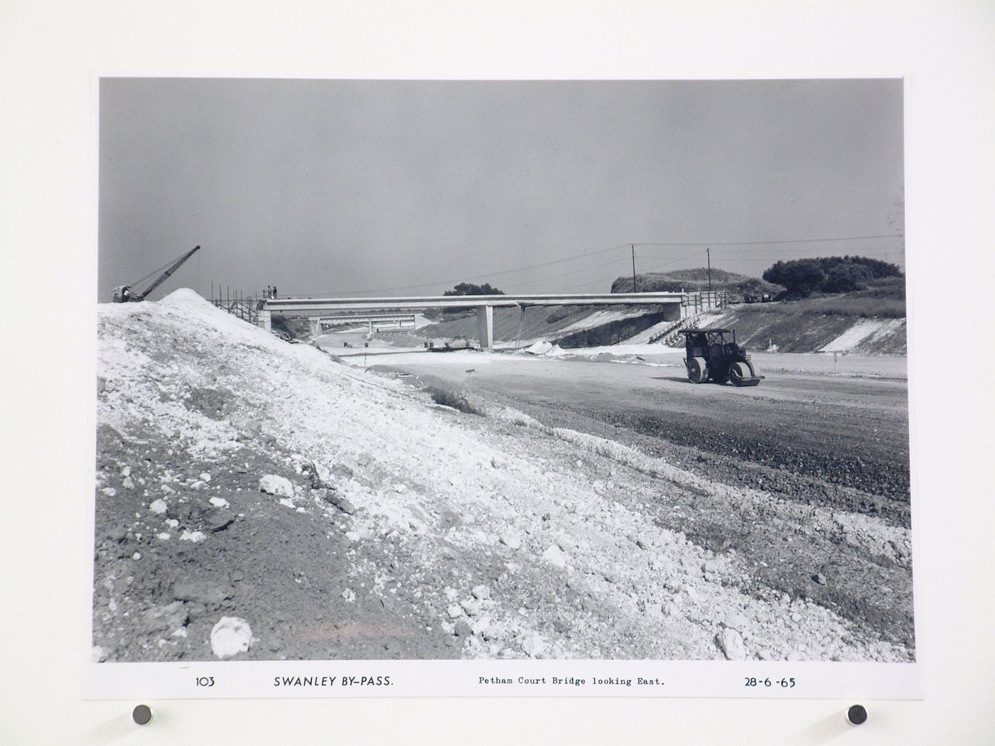 View of Petham Court Bridge looking east, during construction of the Swanley Bypass, England