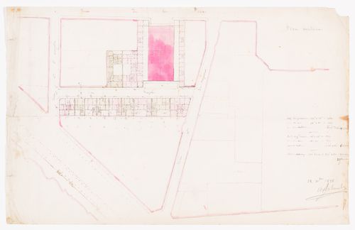 Cost estimates, projected rental income, and a site plan for houses for the Théâtre Royal Italien project on the Ministère des Affaires Étrangères and the Hôtel du Timbre site