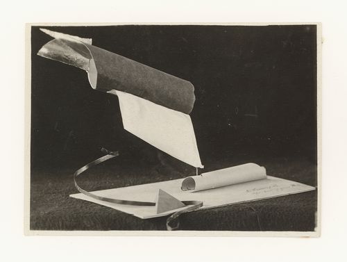 Photograph of a student model on the topic "Organization of Space over a Horizontal Surface (Rectangular, Square, Round)" for the "Space" course at the Vkhutemas (Higher State Artistic Technical Studios), Moscow
