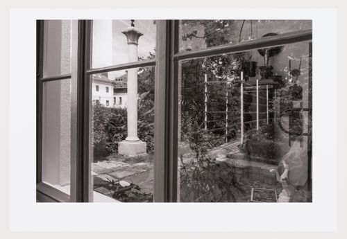 Reflection of conservatory from window, Plecnik house, Ljubljana, Slovenia