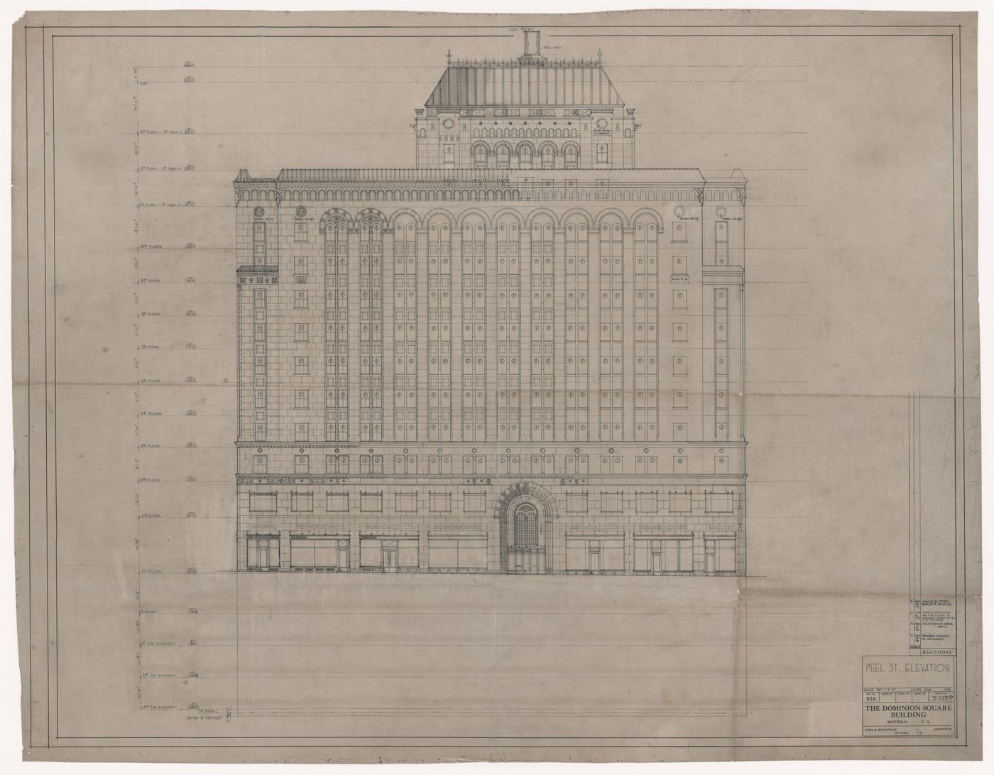 Elevation for Dominion Square Building, Montreal, Québec