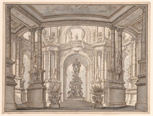 Statue of Juno in a circular hall with arches