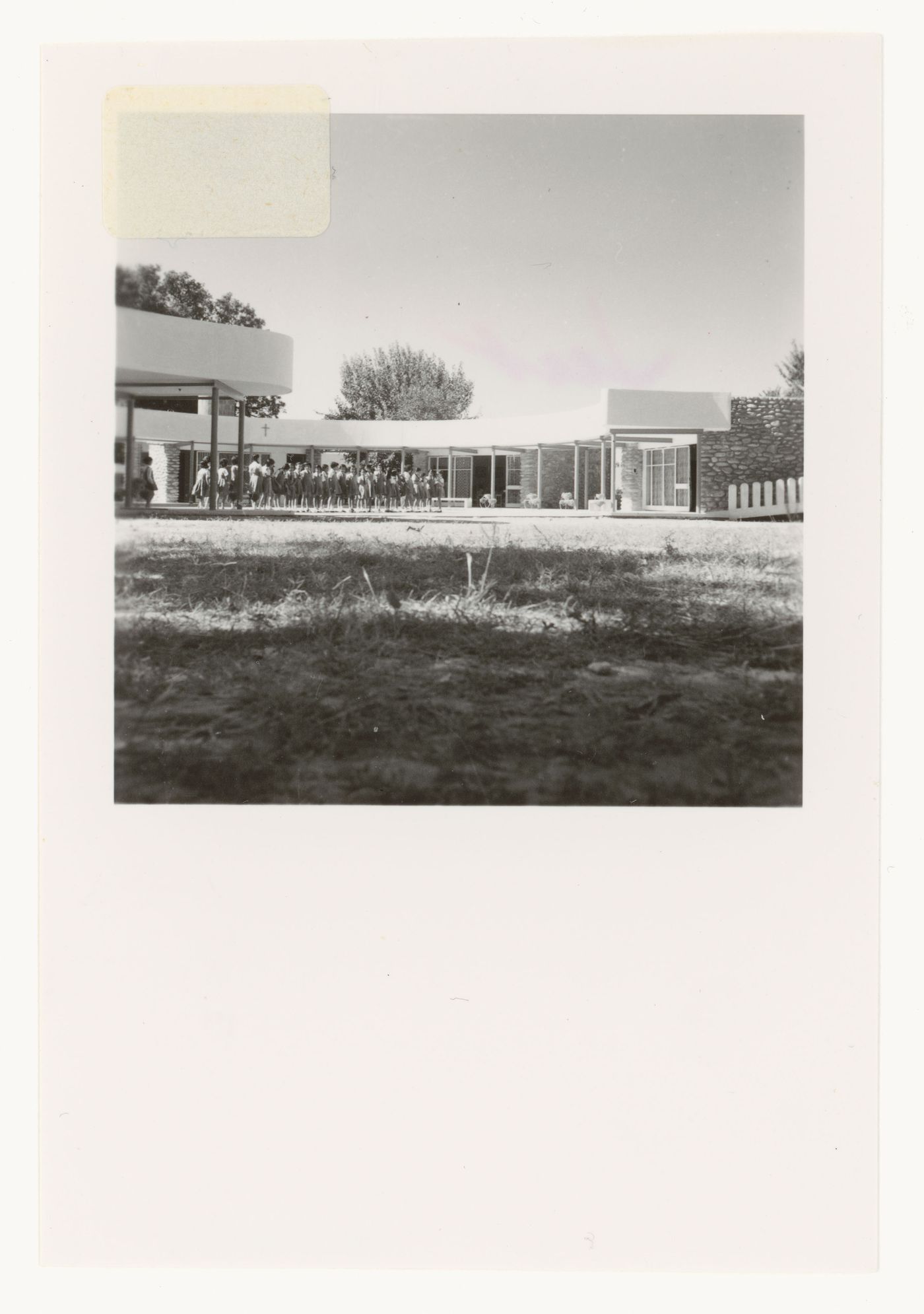 View of an unidentified building, possibly a school in Chandigarh, India