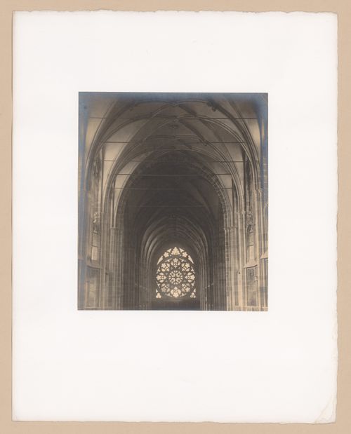 Plate from portfolio ''Svaty Vit (St. Vitus or St. Guy), various interior and exterior views of the cathedral under construction, Prague, Czech Republic''