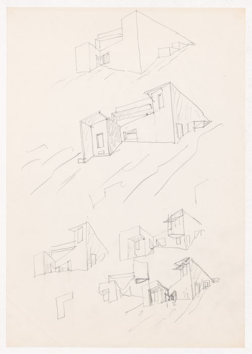 Sketch exterior perspectives for Casa Guardiola, Puerto de Santa Maria, Spain