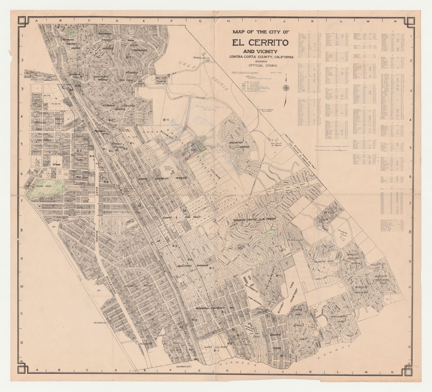 Swedenborg Memorial Chapel, El Cerrito, California: Sketch site plan on a map of the city of El Cerrito and vicinity