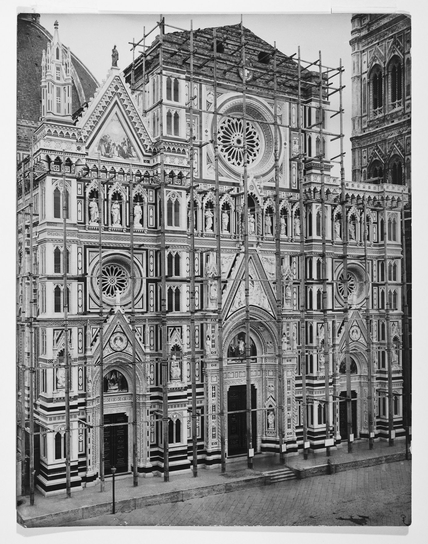A façade under construction, possibly the Duomo, Florence [?], Italy