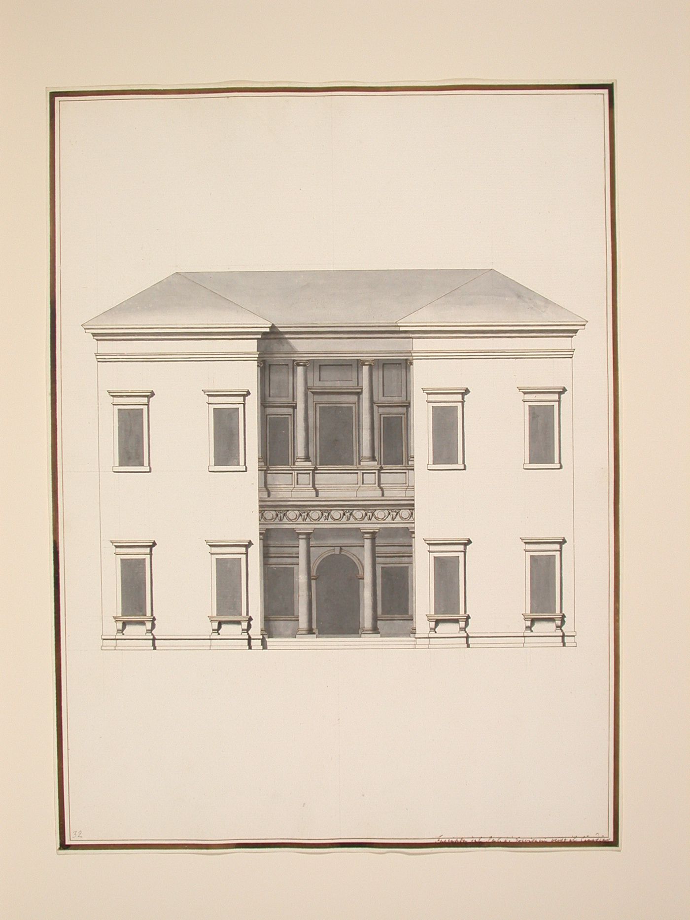 Elevation of the facade of the Palazzo Trevisani, Murano, from the garden
