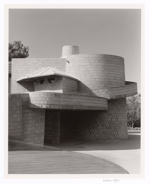 Exterior with sprinkler, from the series The David and Gladys Wright House