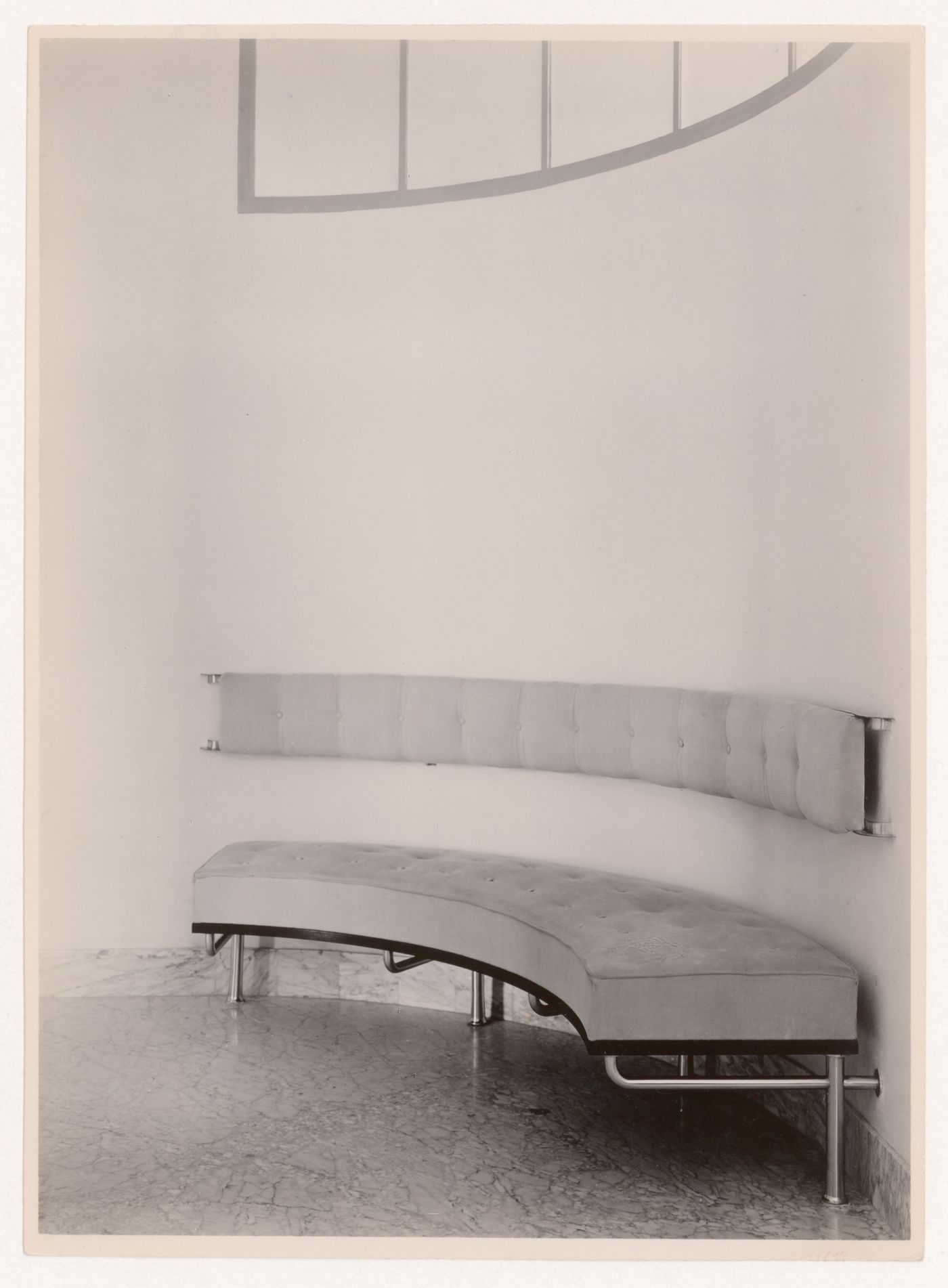 Interior view of Villa Allegonda showing the built-in hall bench designed by J.J.P. Oud, Katwijk aan Zee, Netherlands