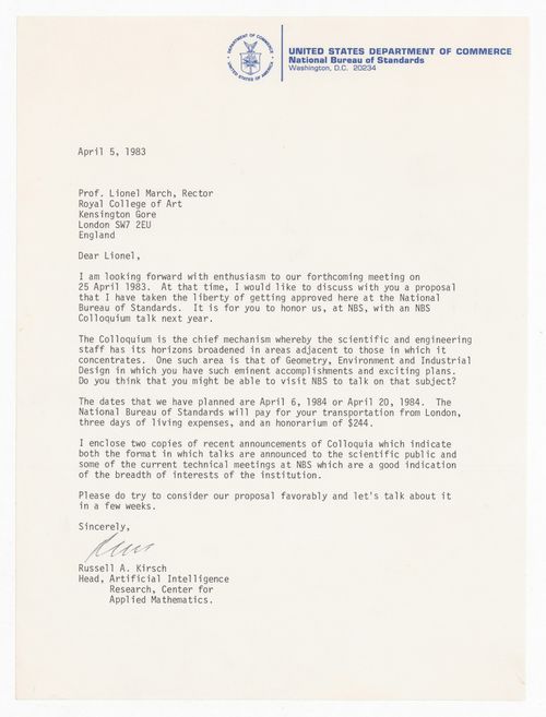 Letter from Russell A. Kirsch to Lionel March