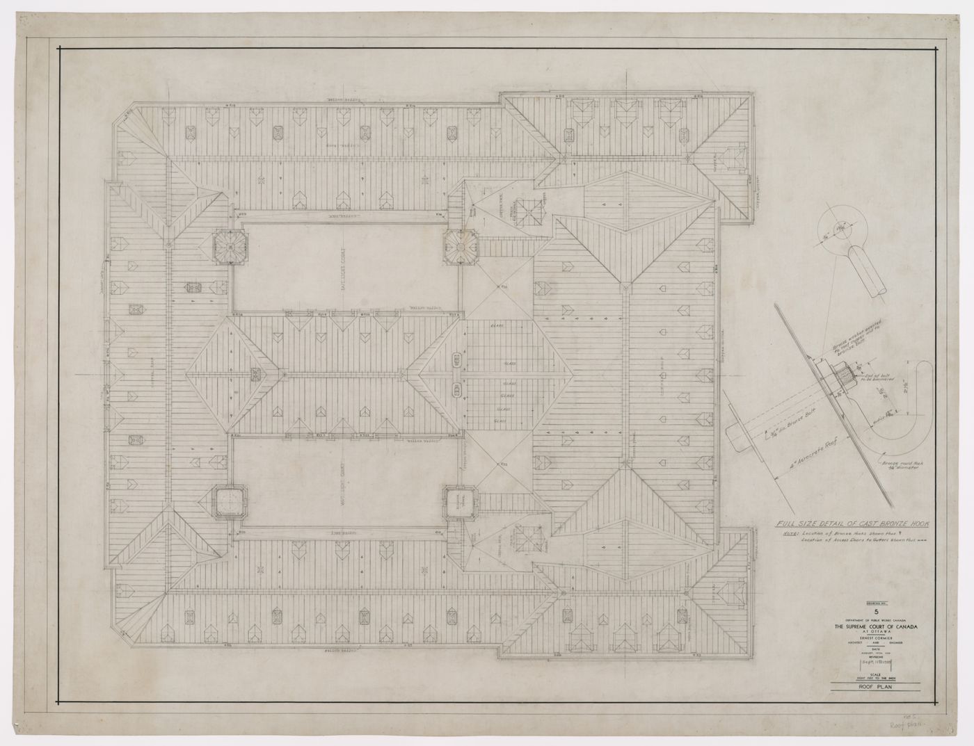 Plan du toit, Cour suprême du Canada, Ottawa, Ontario, Canada (1937-1953, 1977)