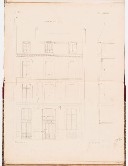 Elevation and wall section for the courtyard façade, Hôtel Soltykoff