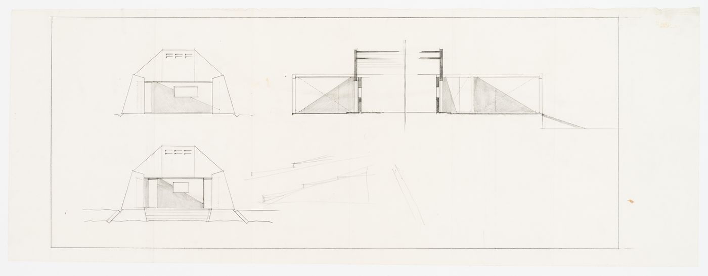 Elevations of the small façade and sections for Casa Tabanelli, Stintino, Italy
