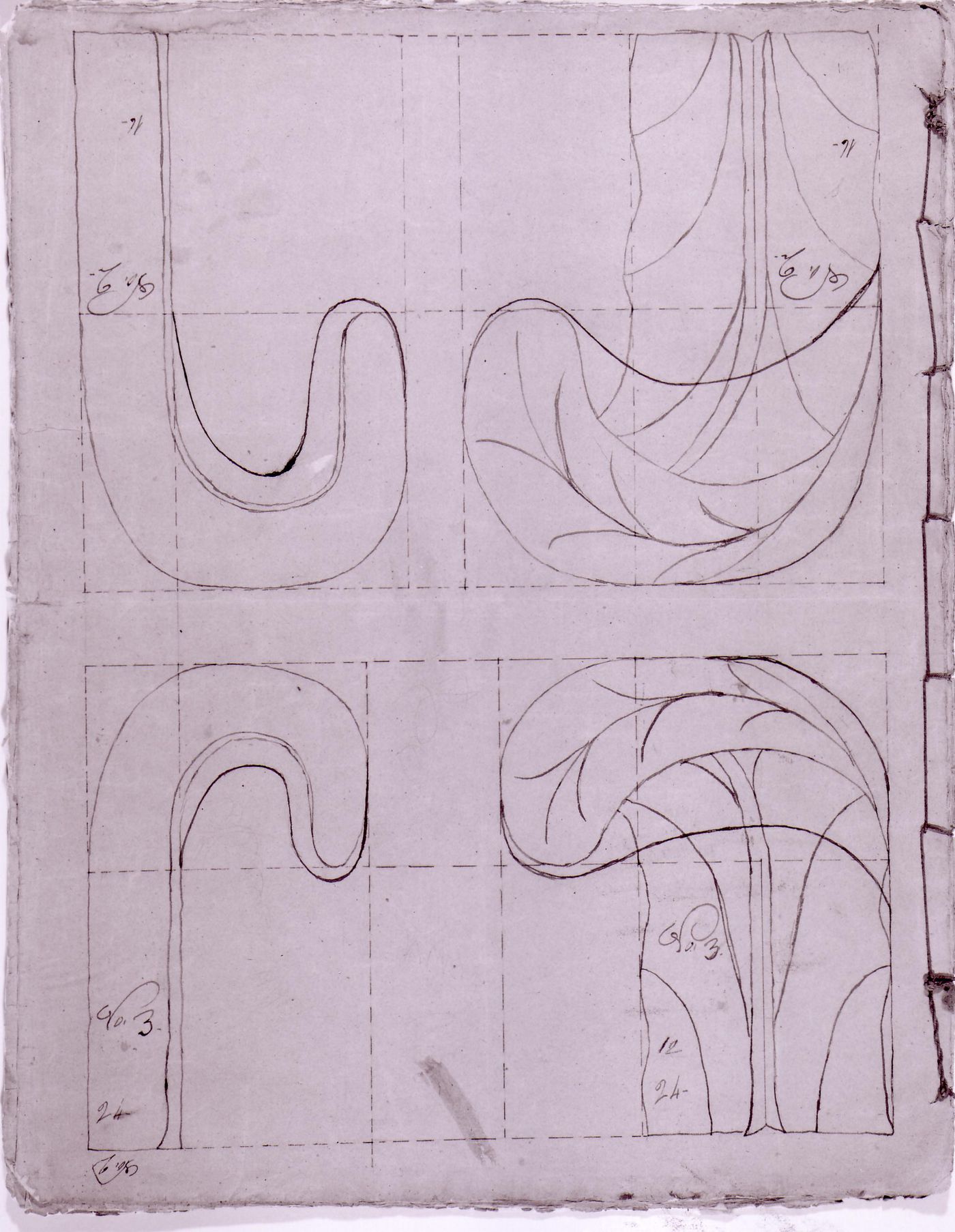 Front and lateral elevations for decorative details for the high altar for Notre-Dame de Montréal