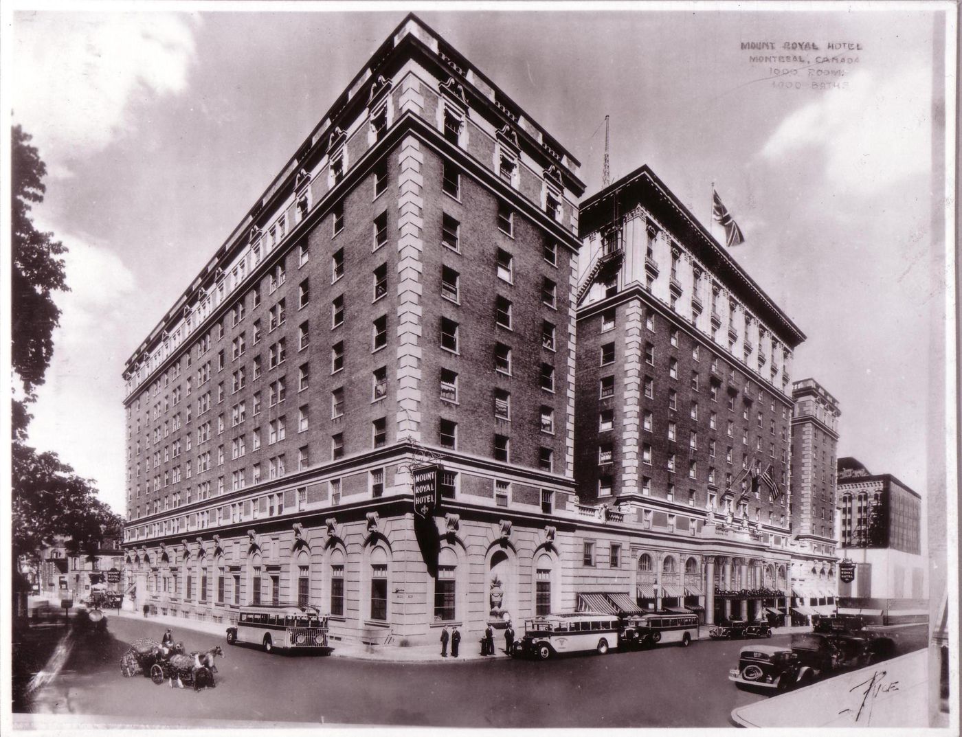 Mount Royal Hotel as seen from the corner of rue Peel and boulevard de Maisonneuve, Montréal