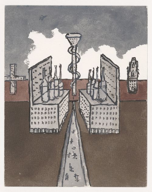 Painting for Berlin Night depicting Municipal Offices and Courtrooms, Building Department, and Tower of the Brazen Snakes