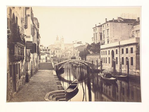 Canal, bridges, and church, Venice, Italy