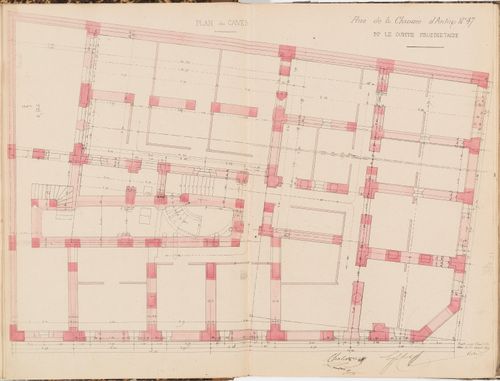 Contract drawing for an apartment house for Monsieur Le Comte, Paris: Plan for the "caves"