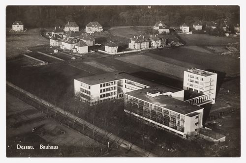Aerial view of the Bauhaus building, Dessau, Germany
