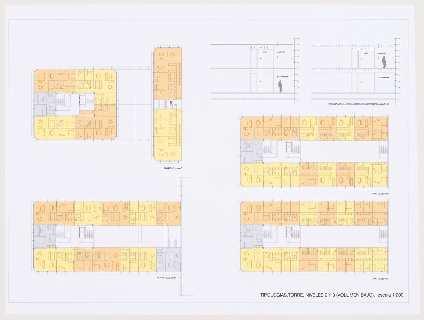 Second and third floor plans, Plaza y torre Woermann, Las Palmas, Canary Islands