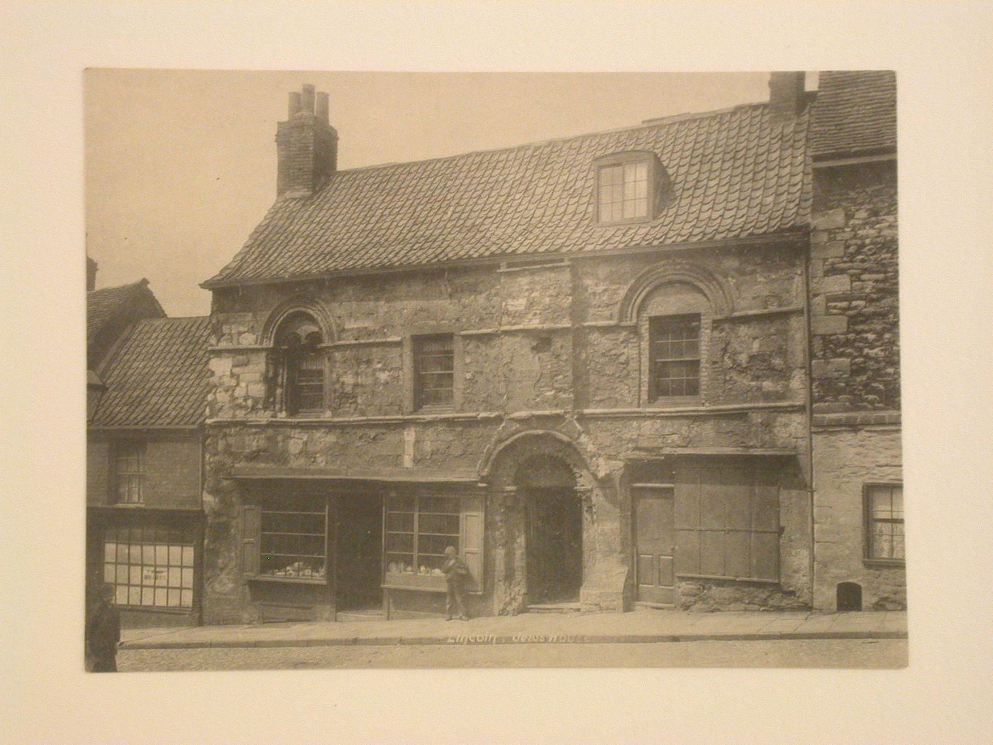 View of the Jew's House with shops at street level, Lincoln, England