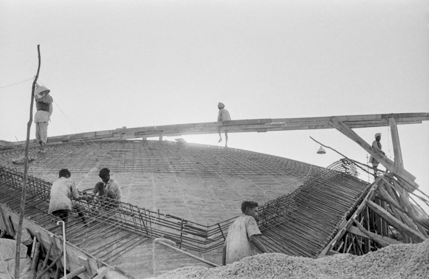 Vue du State Trading Corporation Pavilion en construction, World Agriculture Fair, New Delhi, Inde