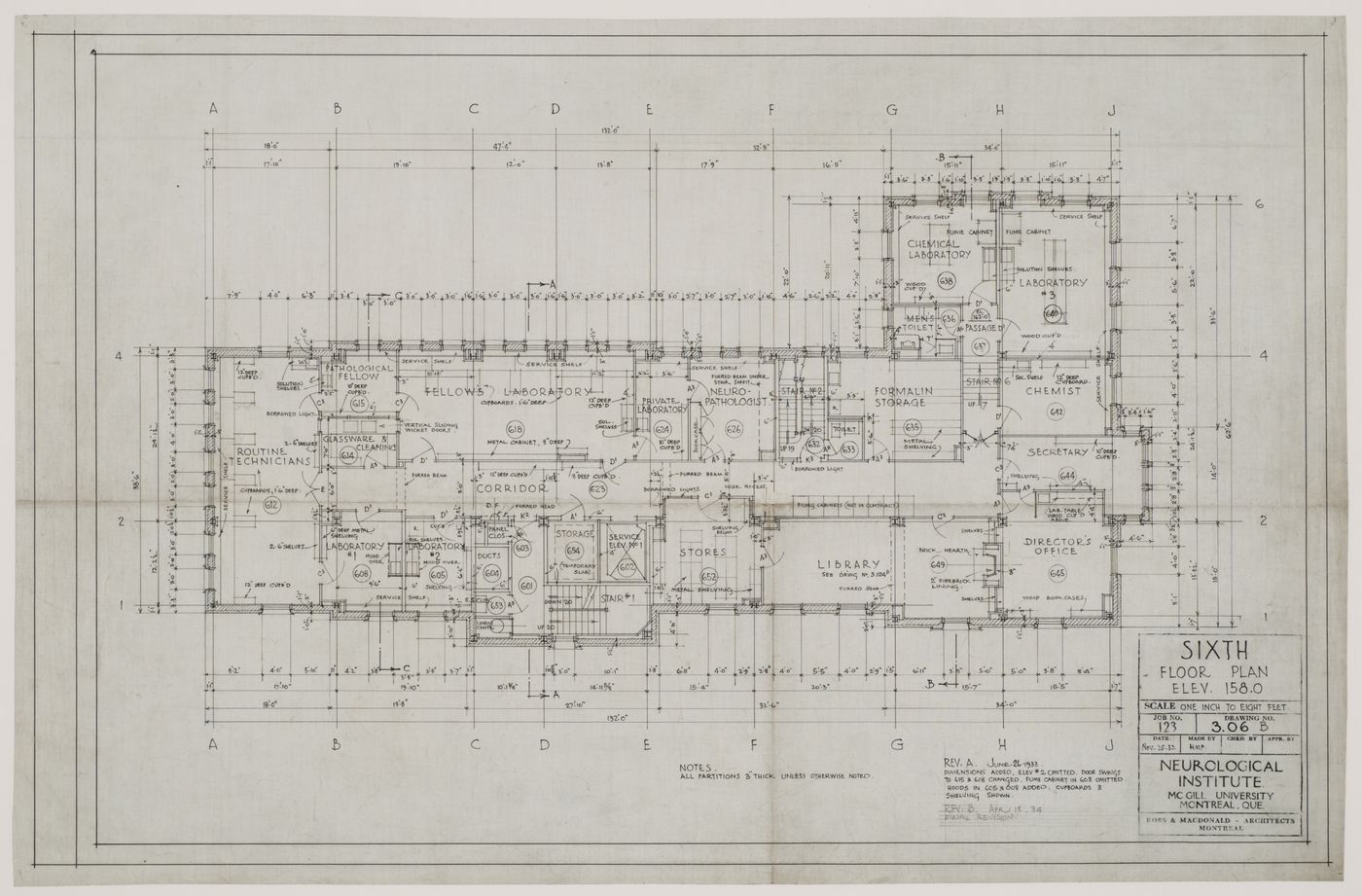 Montréal Neurological Institute, Montréal, Québec: sixth floor plan