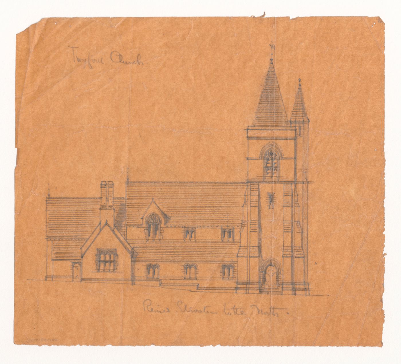 Twyford Church, St. Mary's Church, Twyford, Berkshire: Revised elevation to the north