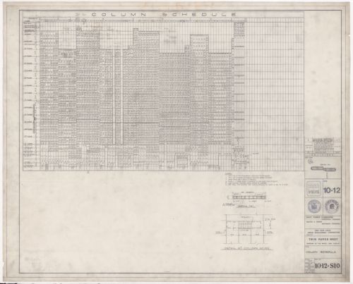 Column schedule for Twin Parks West, Site 10-12, Bronx, New York
