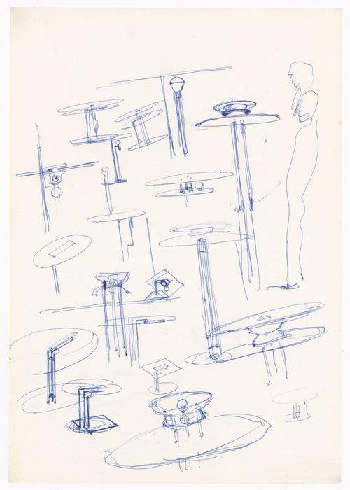 Sketches of lamps for Banco Pinto & Sotto Mayor, agência e clube, Lamego, Portugal