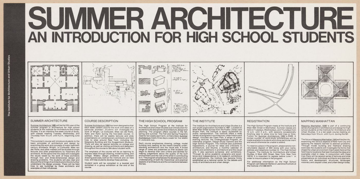 Poster "Summer Architecture: An Introduction for High School Students" advertising IAUS' educational programming