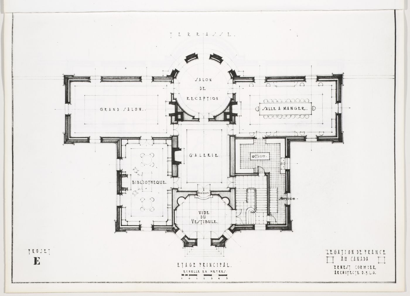 Plan de l'étage principal,  Légation de France au Canada, Ottawa, Canada (1932, 1936)