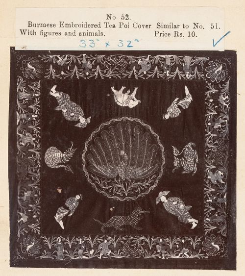 View of a tablecloth, F. Beato Limited, C Road, Mandalay, Burma (now Myanmar)