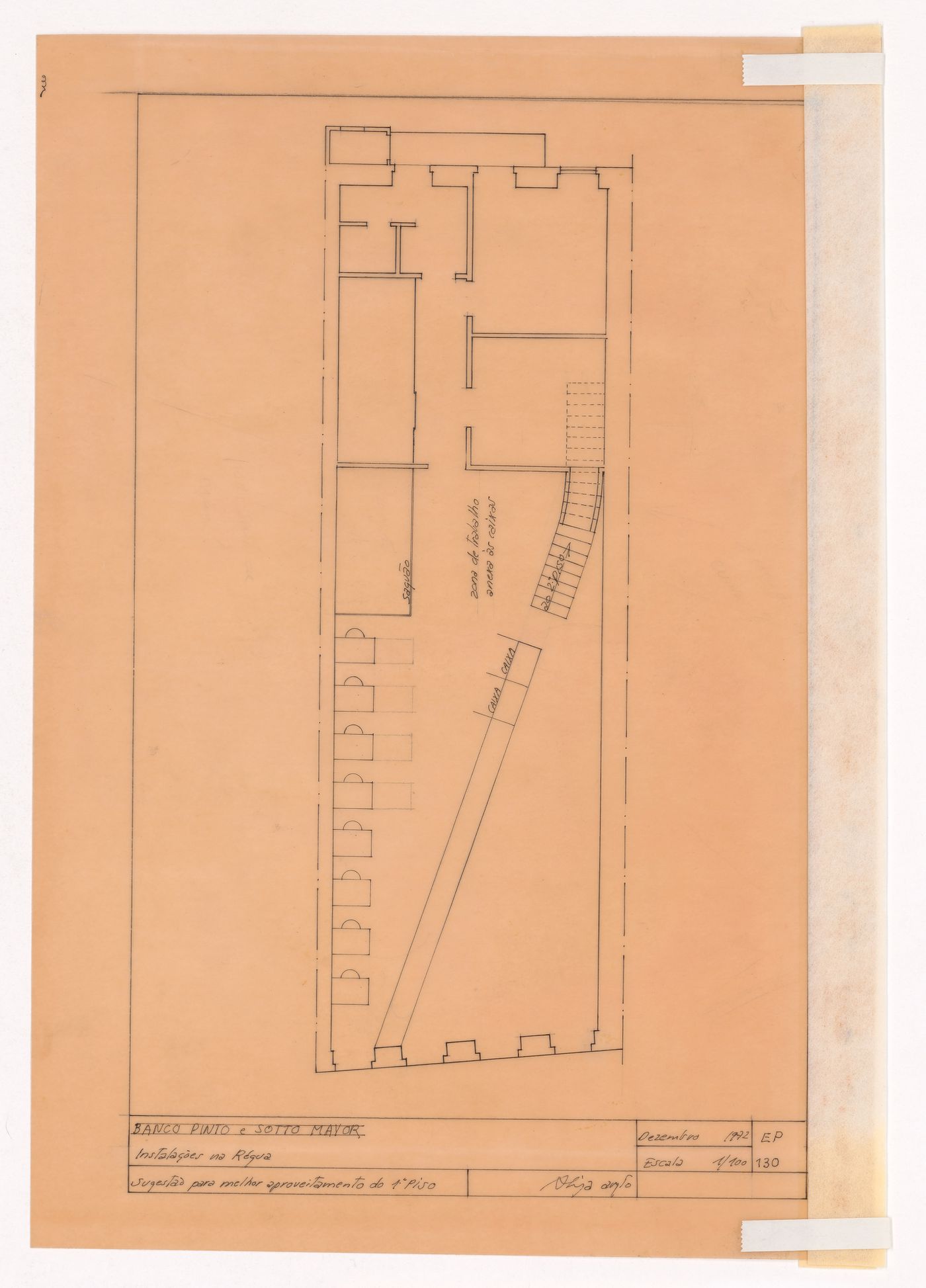 First floor improvement plan for Banco Pinto & Sotto Mayor, Régua, Portugal