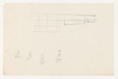 Partial sketch elevation for an auditorium and connected structures for Illinois Institute of Technology