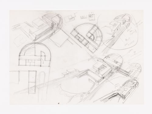 Sketch perspectives and plans for Plano Urbanístico para a Marginal de Leça e Zona da Boa Nova, Leça da Palmeira, Matosinhos, Portugal
