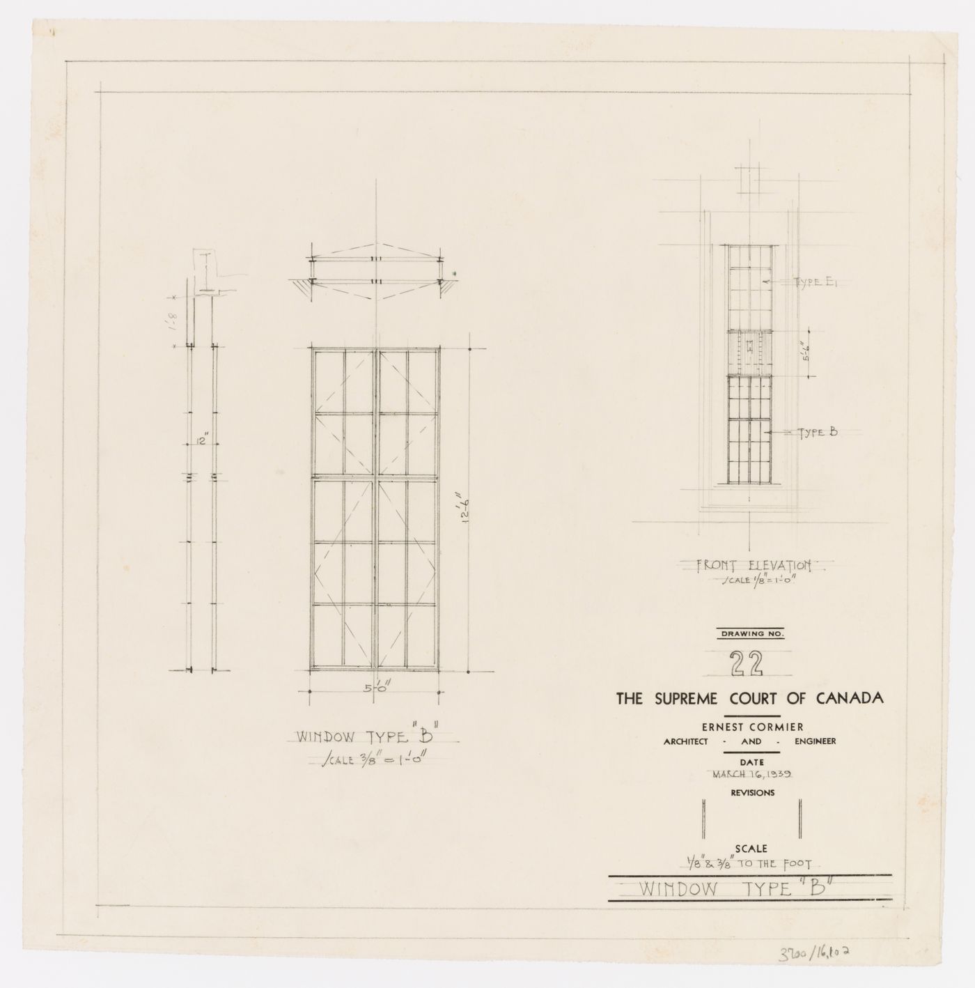 Détails des fenêtres de type B, Cour suprême du Canada, Ottawa, Ontario, Canada (1937-1953, 1977)